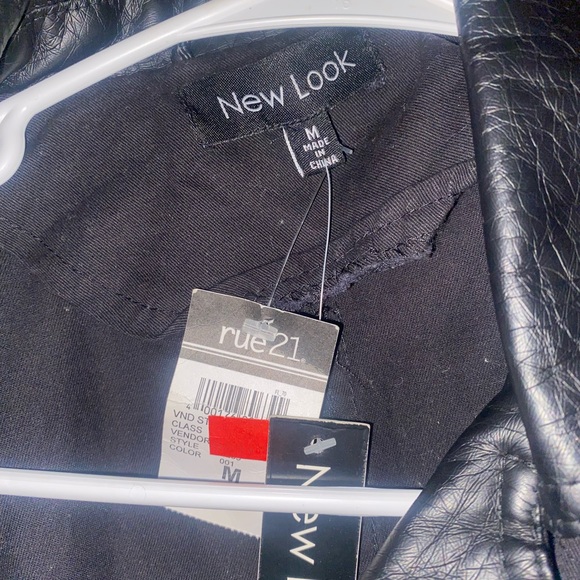 Black leather and denim jacket with tags - Picture 2 of 3